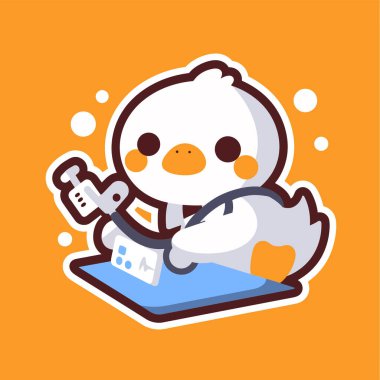 Bir şişe suyla sevimli bir penguen.