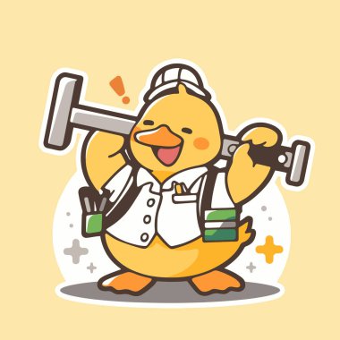 Sevimli beyaz tavuk maskotu çizgi filmi