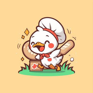 vektör çizgi film şirin tavuk maskotu tasarımı