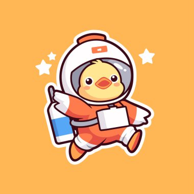 Turuncu kasklı sevimli astronot..