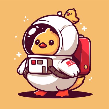 Elinde roket olan takım elbiseli sevimli penguen çizgi film karakterinin vektör çizimi. çizgi film karakteri.