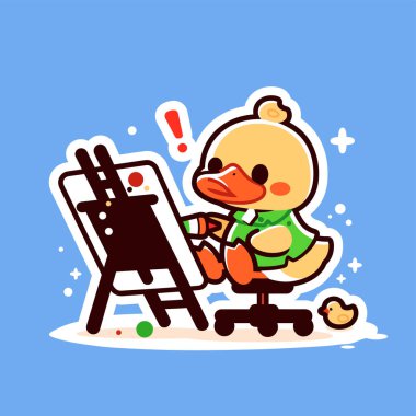 Fırçalı şirin çizgi film çocuğu.