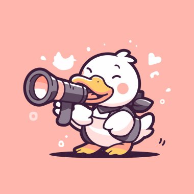 Sevimli çizgi film karakteri. Şirin ördeğin vektör çizimi.