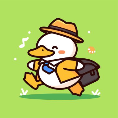 Şapka takan sevimli ördek.