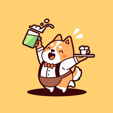 Çizgi filmdeki köpek elinde kahve bardağıyla çay tutuyor.