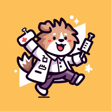 köpek kemik ve şırınga vektör çizimi ile