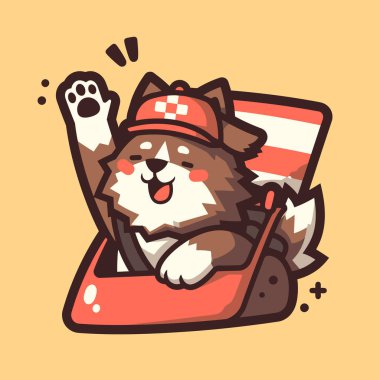 Kutudaki köpek. Şirin köpek maskotu.