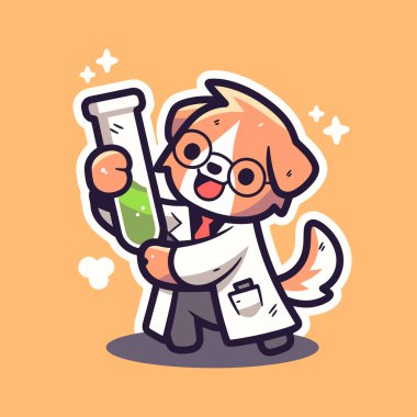 Elinde şırıngayla sevimli bir köpek.