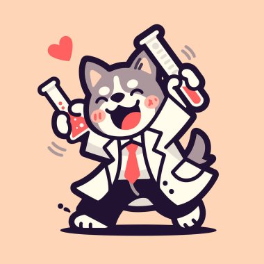 Şırınga tutan sevimli köpek.