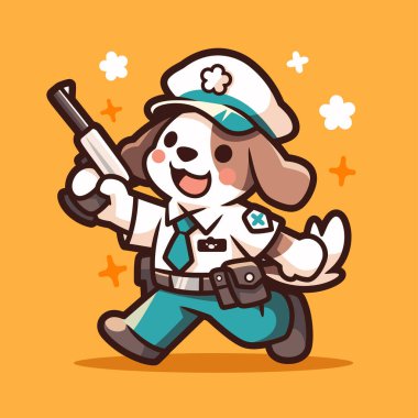 köpek çizgi filmi polis memuru vektör illüstrasyonu