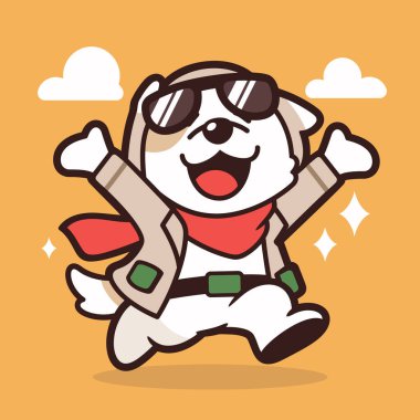 Güneş gözlüklü köpek çizgi film karakteri