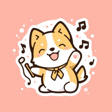 Şirin köpek sopayla şarkı söylüyor