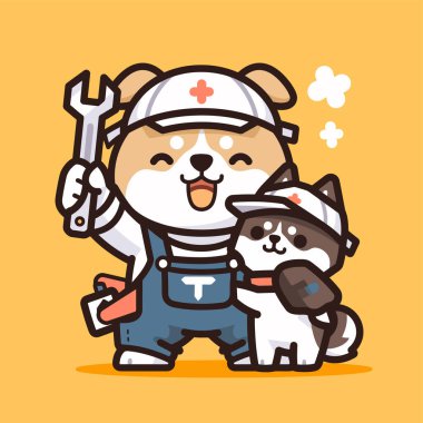 sevimli çizgi film köpek karakteri araçlar vektör tasarımı ile