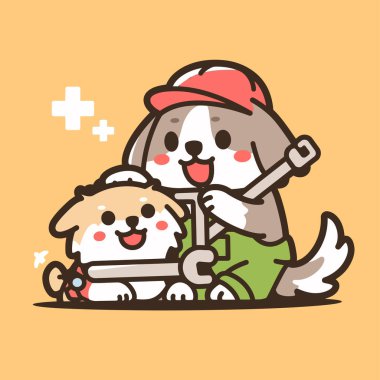 köpek ve köpek vektör illüstrasyonu