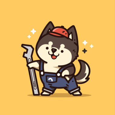 Kürekli şirin bir köpek.