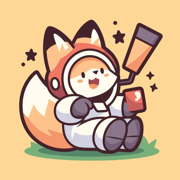 Şirin tilki çizgi film oyununun vektör çizimi