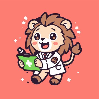 Tıp üniformalı sevimli bir kedi. Hayvan vektör çizimi. Çizgi film hayvanı. vektör illüstrasyonu