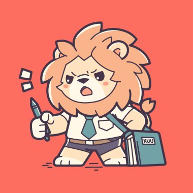 Çizgi film karakteri elinde bir köpekle pano tutuyor.