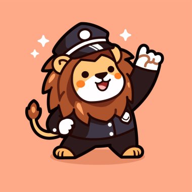 Polis kostümü giyen mutlu kedinin vektör çizimi.