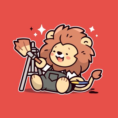 bir bayrak ile aslan