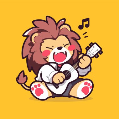 Tatlı aslan çizgi film maskot çizimi tasarımı