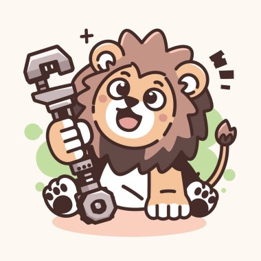 Aslan çizgi film maskotu tarzı