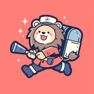 Üniformalı kaplanın sevimli çizgi film karakteri