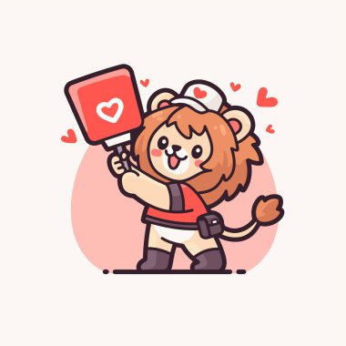 vektör karikatür sevimli kedi bir kalp tutuyor ve beyaz izole bir arka planda karikatür şeklinde bir kalp tutuyor..