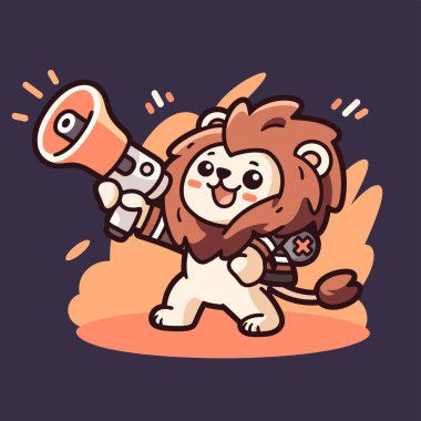 Mikrofonlu şirin bir aslan.