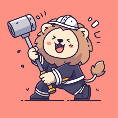 Baltayı tutan sevimli köpek. çizgi film vektör illüstrasyonu