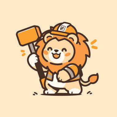 Elinde kürek tutan büyük miğferi olan sevimli bir kedi.