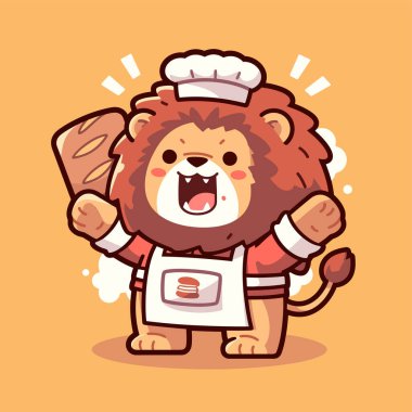 Çizgi film kaplan şefi elinde kocaman bir sandviç tutuyor.