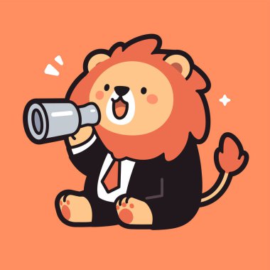 Sevimli aslan vektör tasarım karikatür.