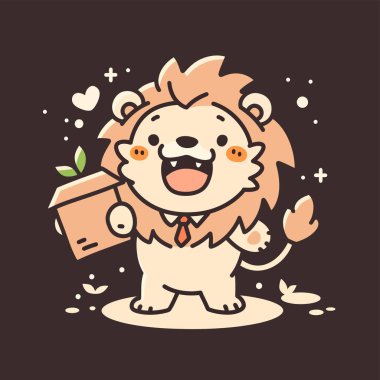 Büyük kupalı ve çiçekli şirin bir aslan..