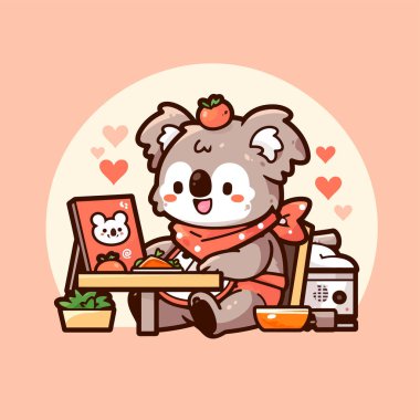 Mutfakta sevimli bir kedi var.