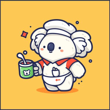 Şirin Çinli çay karakteri. vektör çizgi karakter çizimi