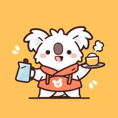 Bir fincan çay tutan sevimli kedi.