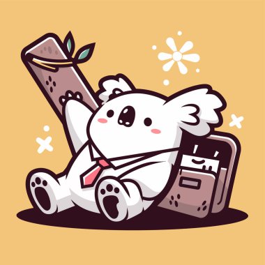 Bavullu sevimli çizgi film ayısı. vektör illüstrasyonu