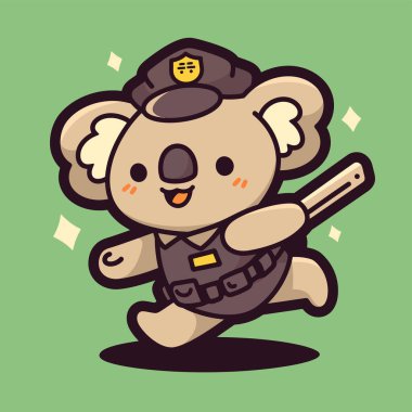 Polis şapkalı sevimli panda.