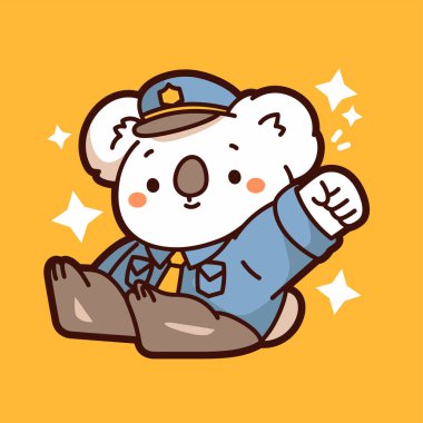 Üniformalı, şapkalı şirin bir ayı. Vektör çizimi. çizgi film karakteri