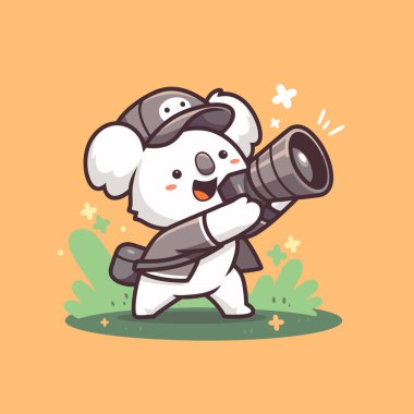 Elinde fotoğraf makinesi olan sevimli bir panda..