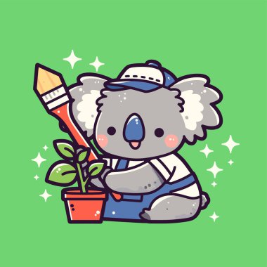 Çalı çırpı ve çiçekli şirin bir fil.