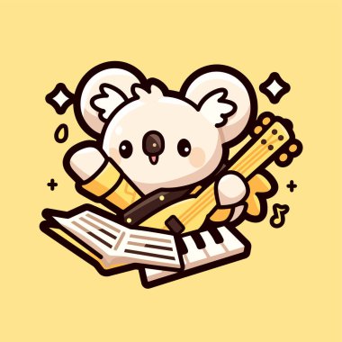 Keman çalan küçük sevimli bir ayı. karikatür hayvan vektör simgesi beyaz arkaplanda izole edildi. Bebek - gömlek, çıkartma, kart, kart. karakter.