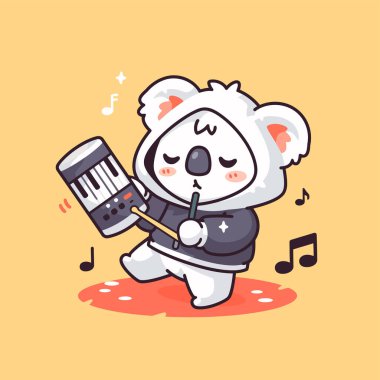 Gitar çalan sevimli çizgi film koalası.