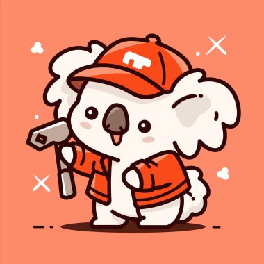 Beyzbol şapkası tutan şirin bir papağan karakteri.