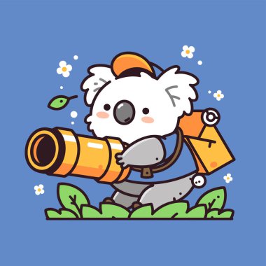 Dürbünlü şirin bir kuşun sevimli çizgi film karakteri