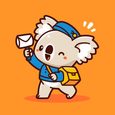 Elinde bir mektup tutan sevimli bir fil. vektör illüstrasyonu