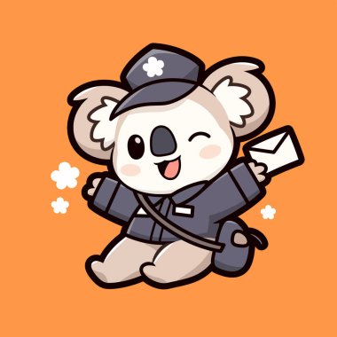 Zarf tutan şapkalı şirin panda. vektör illüstrasyonu