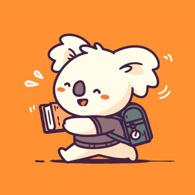 Sırt çantası ve pasaportu olan sevimli bir çizgi film karakteri. vektör illüstrasyonu.