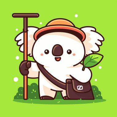 Süpürge ve çim çizgi filmiyle beyaz baykuş